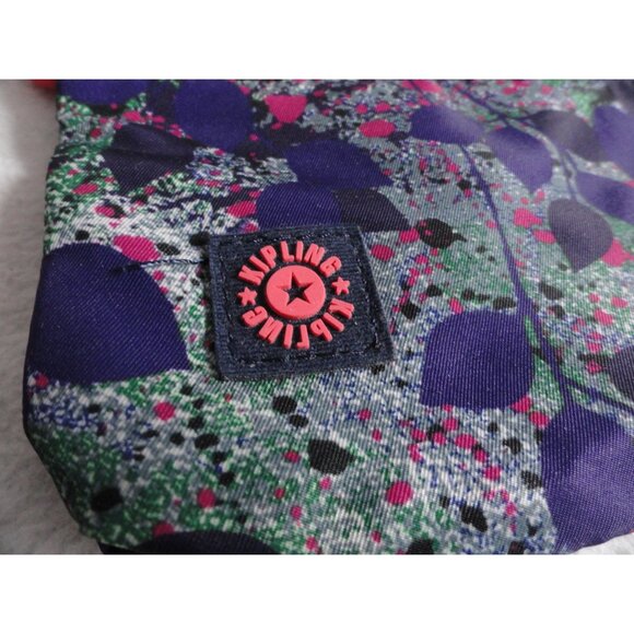 Kipling Purple Leaf Print Small Zippered Pouch - Picture 2 of 4